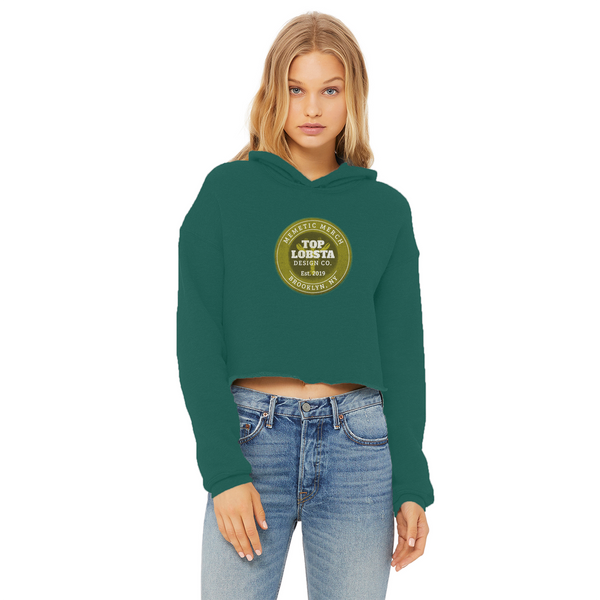 TopLobsta Retro logo Ladies Cropped Raw Edge Hoodie