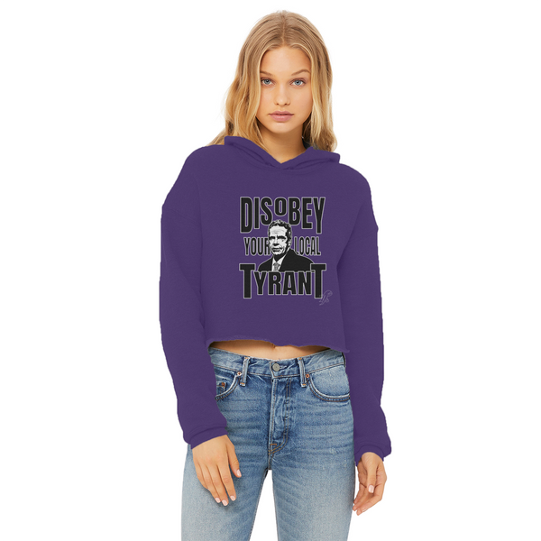Disobey Cuomo Ladies Cropped Raw Edge Hoodie