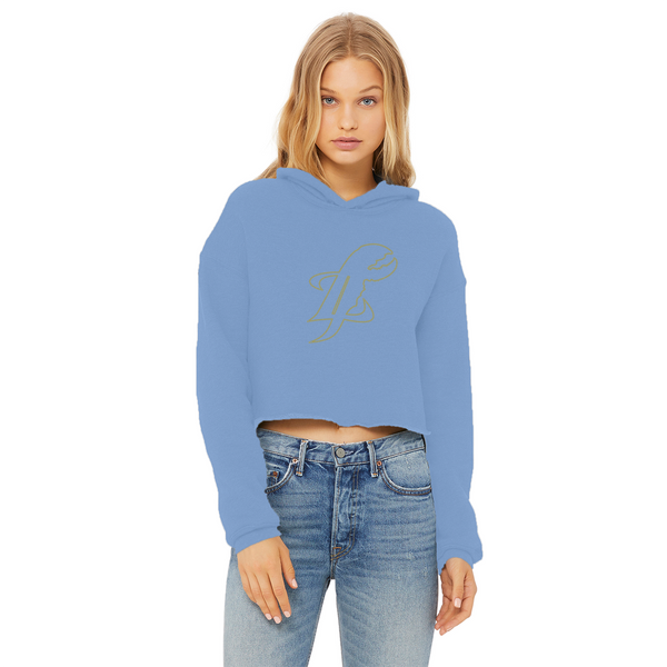 TopLobsta double line logo Ladies Cropped Raw Edge Hoodie