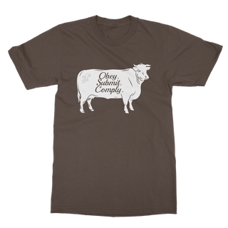 Buy dark-chocolate Obey. Submit. Comply. Cattle Classic Adult T-Shirt