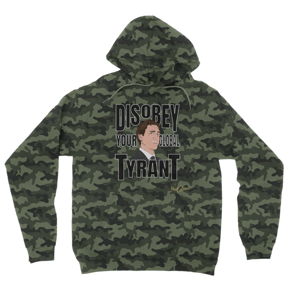 Disobey Your Global Tyrant Trudeau Camouflage Adult Hoodie