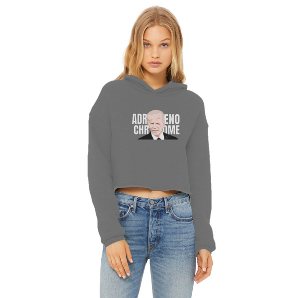 ADRENOCHROME Ladies Cropped Raw Edge Hoodie