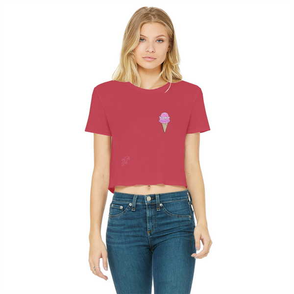 Obey. Submit. Comply. Ice cream Classic Women's Cropped Raw Edge T-Shirt