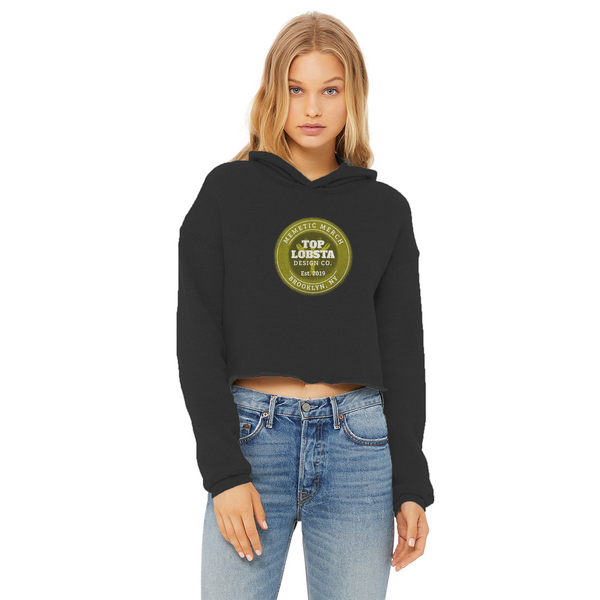 TopLobsta Retro logo Ladies Cropped Raw Edge Hoodie