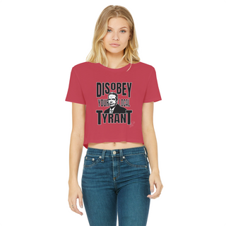 Buy red Disobey Cuomo Classic Women's Cropped Raw Edge T-Shirt