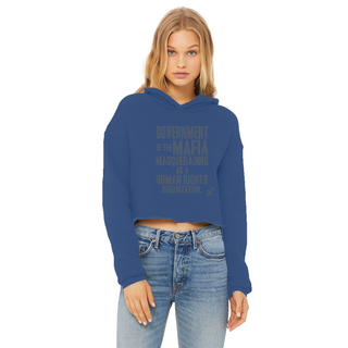 Buy royal-blue Government is the Mafia Ladies Cropped Raw Edge Hoodie