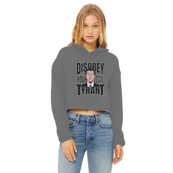 Disobey Newsome Ladies Cropped Raw Edge Hoodie
