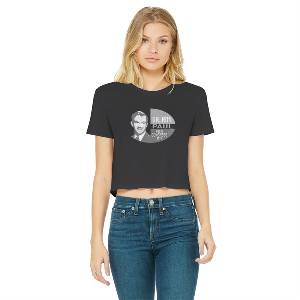 Ron Paul for Congress B&W Classic Women's Cropped Raw Edge T-Shirt