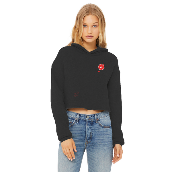 Mark of the Beast Ladies Cropped Raw Edge Hoodie