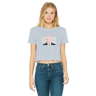 Buy light-blue ADRENOCHROME Classic Women's Cropped Raw Edge T-Shirt