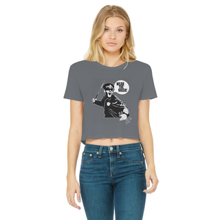 Buy dark-grey Wear the Mask Classic Women's Cropped Raw Edge T-Shirt