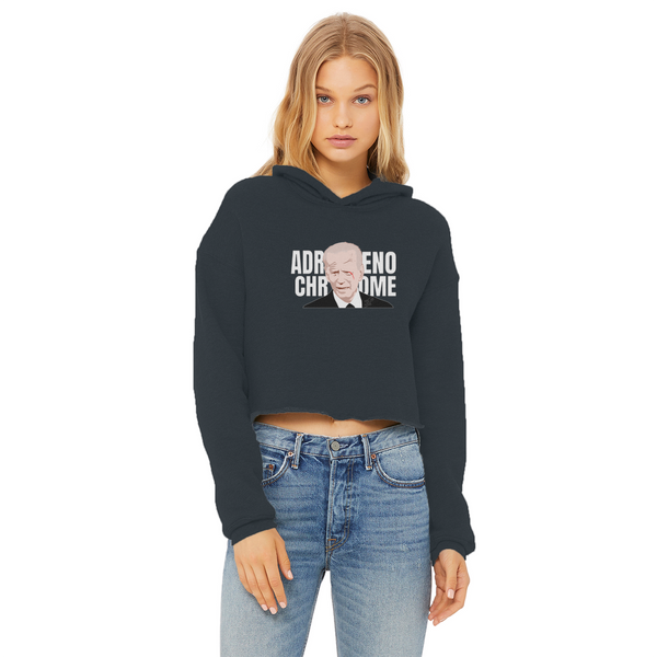 ADRENOCHROME Ladies Cropped Raw Edge Hoodie