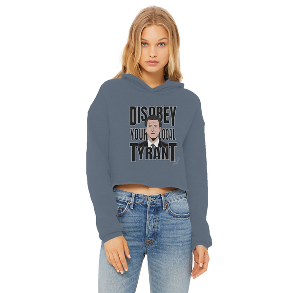 Disobey Newsome Ladies Cropped Raw Edge Hoodie