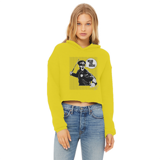 Buy yellow Wear the Mask Ladies Cropped Raw Edge Hoodie