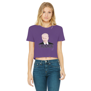 Buy purple C’mon Man Biden Classic Women's Cropped Raw Edge T-Shirt