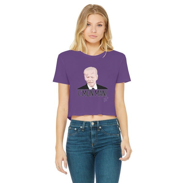 C’mon Man Biden Classic Women's Cropped Raw Edge T-Shirt