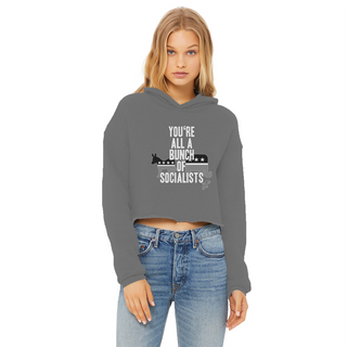 Buy dark-grey You’re All A Bunch Of Socialists Ladies Cropped Raw Edge Hoodie