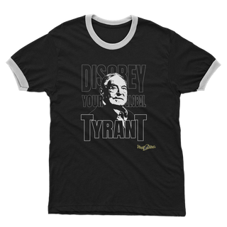 Buy black-white Disobey Soros Adult Ringer T-Shirt