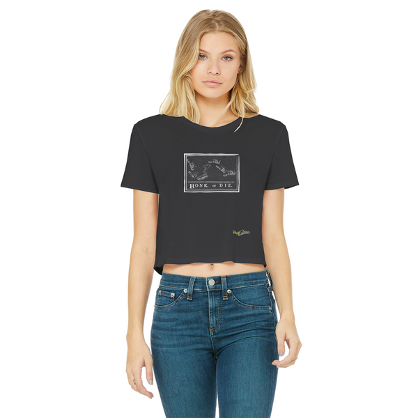 Honk or Die Classic Women's Cropped Raw Edge T-Shirt