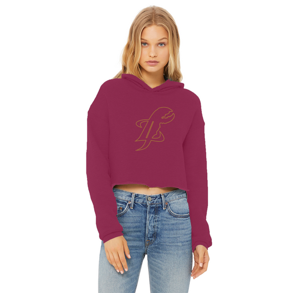 TopLobsta double line logo Ladies Cropped Raw Edge Hoodie