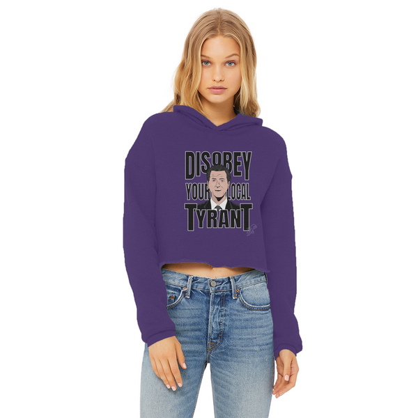 Disobey Newsome Ladies Cropped Raw Edge Hoodie