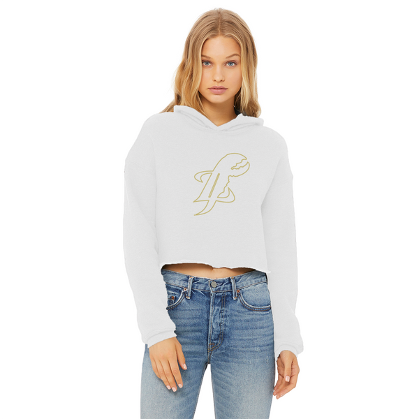 TopLobsta double line logo Ladies Cropped Raw Edge Hoodie