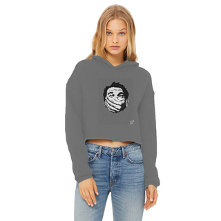 Buy dark-grey Big Brother Obey Submit Comply Ladies Cropped Raw Edge Hoodie