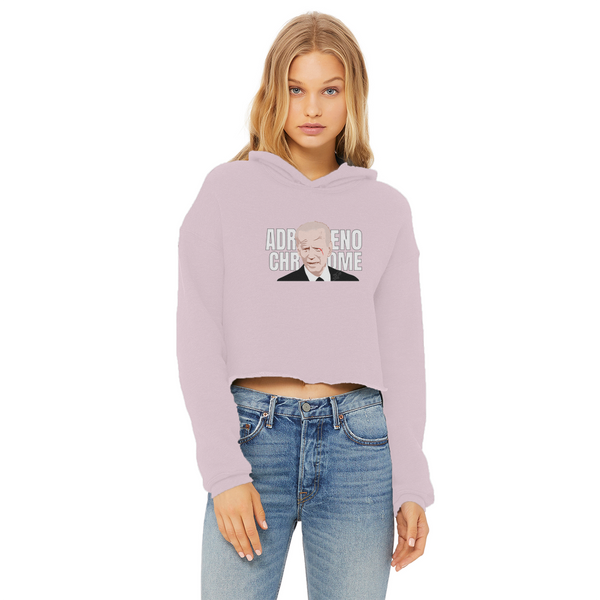 ADRENOCHROME Ladies Cropped Raw Edge Hoodie