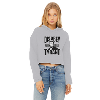 Disobey Cuomo Ladies Cropped Raw Edge Hoodie