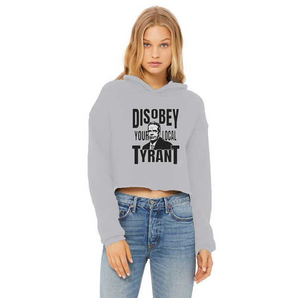 Disobey Cuomo Ladies Cropped Raw Edge Hoodie