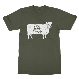 Buy army-green Obey. Submit. Comply. Cattle Classic Adult T-Shirt
