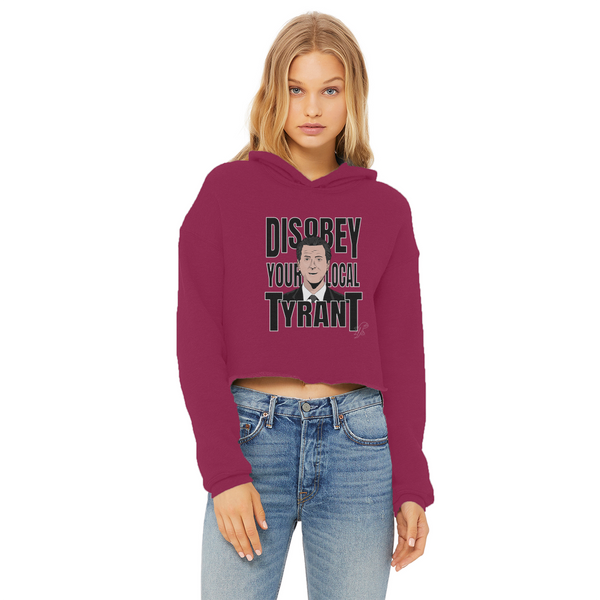 Disobey Newsome Ladies Cropped Raw Edge Hoodie