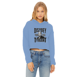 Buy light-blue Disobey Cuomo Ladies Cropped Raw Edge Hoodie