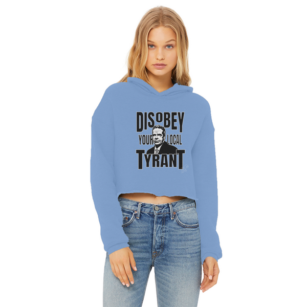 Disobey Cuomo Ladies Cropped Raw Edge Hoodie