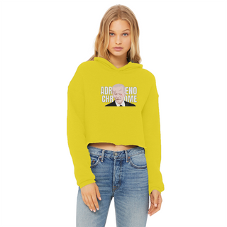Buy yellow ADRENOCHROME Ladies Cropped Raw Edge Hoodie