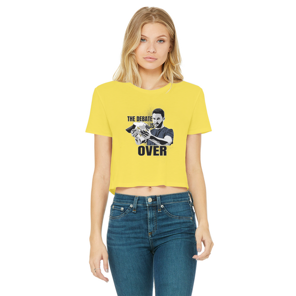 The Debate is Over Classic Women's Cropped Raw Edge T-Shirt
