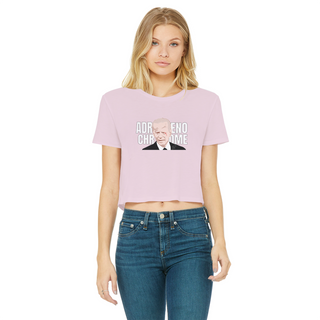Buy light-pink ADRENOCHROME Classic Women's Cropped Raw Edge T-Shirt