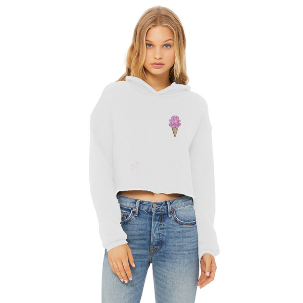 Obey. Submit. Comply. Ice cream Ladies Cropped Raw Edge Hoodie