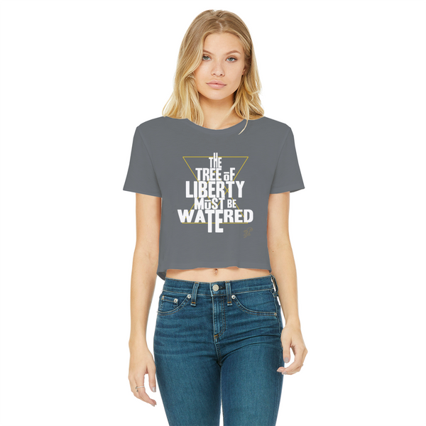 The Tree Must Be Watered Classic Women's Cropped Raw Edge T-Shirt