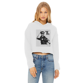 Buy white Wear the Mask Ladies Cropped Raw Edge Hoodie
