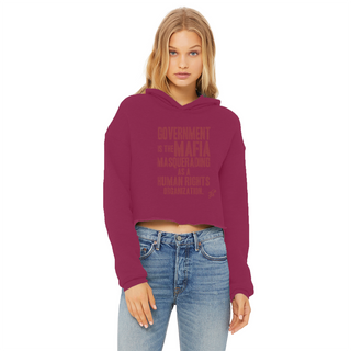 Buy burgundy Government is the Mafia Ladies Cropped Raw Edge Hoodie