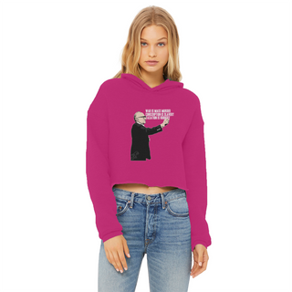Buy hot-pink Taxation is Robbery Rothbard Ladies Cropped Raw Edge Hoodie