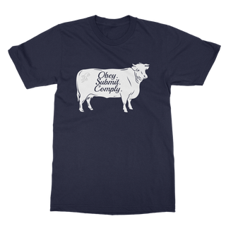 Buy navy Obey. Submit. Comply. Cattle Classic Adult T-Shirt