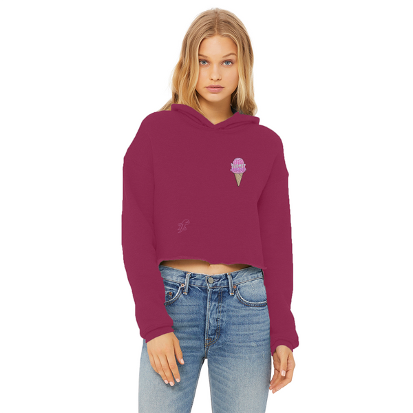 Obey. Submit. Comply. Ice cream Ladies Cropped Raw Edge Hoodie