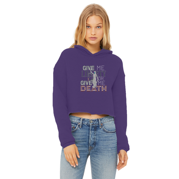 Give me Liberty Ladies Cropped Raw Edge Hoodie