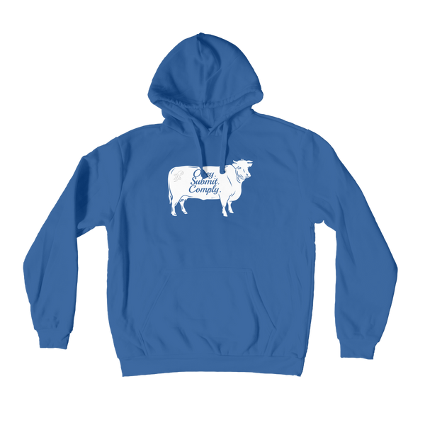 Obey. Submit. Comply. Cattle Premium Adult Hoodie