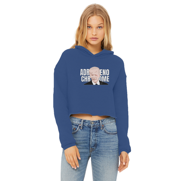 ADRENOCHROME Ladies Cropped Raw Edge Hoodie