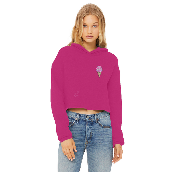Obey. Submit. Comply. Ice cream Ladies Cropped Raw Edge Hoodie