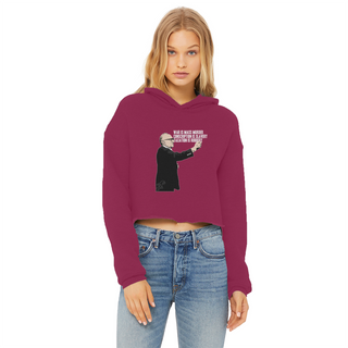 Buy burgundy Taxation is Robbery Rothbard Ladies Cropped Raw Edge Hoodie