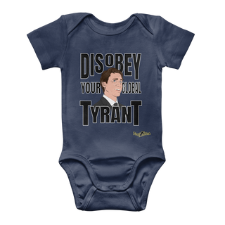 Buy navy Disobey Your Global Tyrant Trudeau Classic Baby Onesie Bodysuit